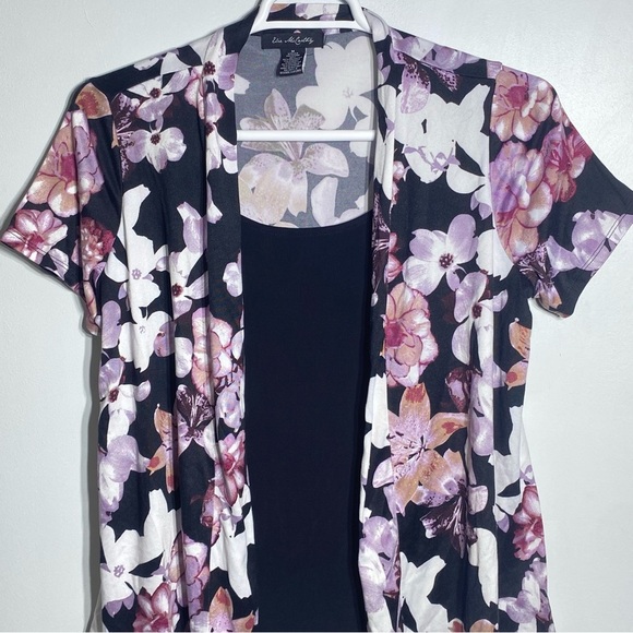 Elie McCarthy Blouse Women’s M Multicolor Floral Faux Two Piece Layered Top - Picture 2 of 10